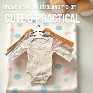 Cloud Island Long Sleeve Bodysuit Set - Neutral Colors 0-3M
